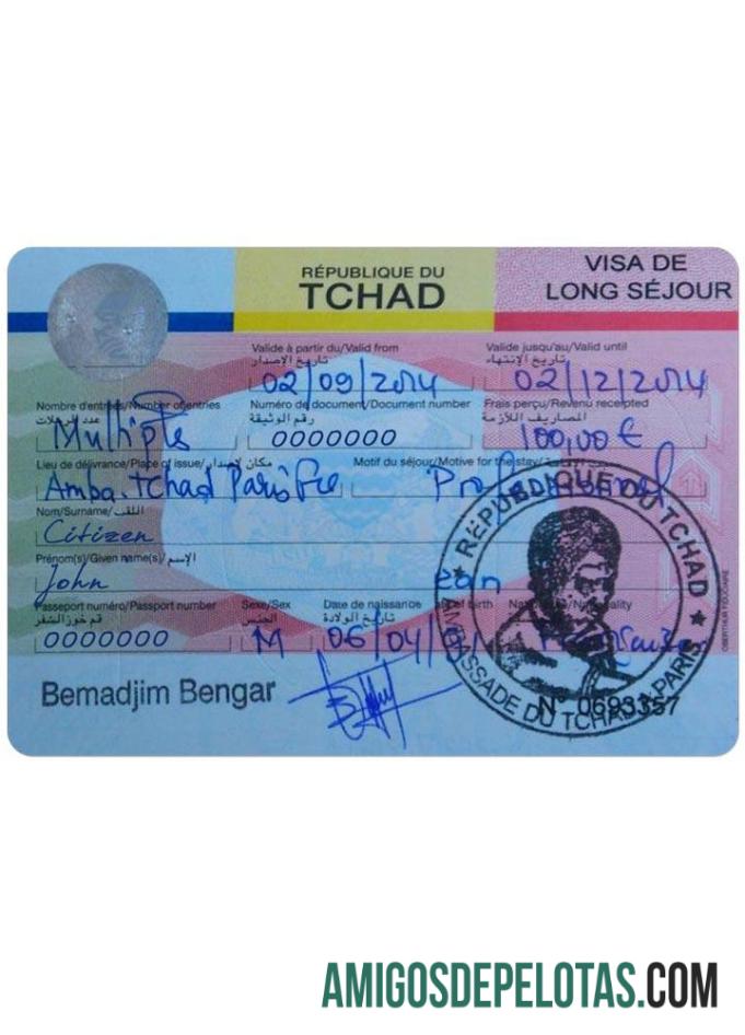 Visto para Chade exemplo real